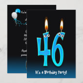 46e verjaardagsfeestje uitnodigen kaart (Voorkant / Achterkant)