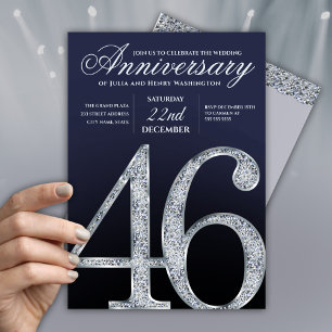 46ste jubileum diamant zilver marineblauw kaart