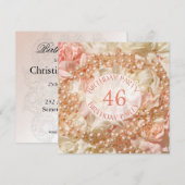 46ste verjaardag uitnodiging met parels (Voorkant / Achterkant)