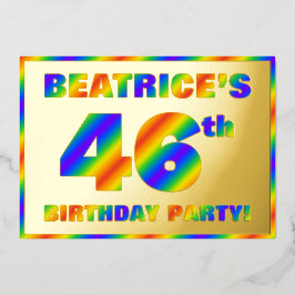 46ste Verjaardagsfeest — Leuke, Regenboog Spectrum Folie Uitnodiging