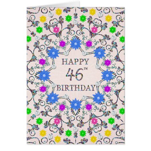 46th Birthday Abstract Flowers (Voorkant)