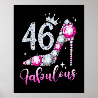 46th Birthday High Hiel Shoes Crown Diamond Poster