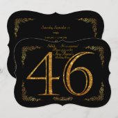 46th, Birthday party 46th, geweldige Gatsby, zwart Kaart (Voorkant / Achterkant)