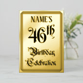 46th Birthday Party — Elegant Script + aangepaste Folie Uitnodiging (Staand Voorkant)