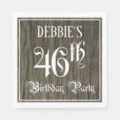 46th Birthday Party — Fancy script, Faux Wood Kijk Servet (Voorkant)