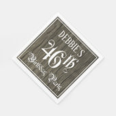 46th Birthday Party — Fancy script, Faux Wood Kijk Servet (Hoek)