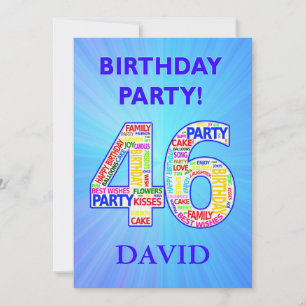 46th Birthday Party Invitation Voeg een naam toe Kaart