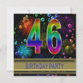 46th Birthday party Invitation with bubbles Kaart (Voorkant)