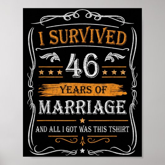 46th Wedding Anniversary Shirt Couples Husband Wif Poster (Voorkant)
