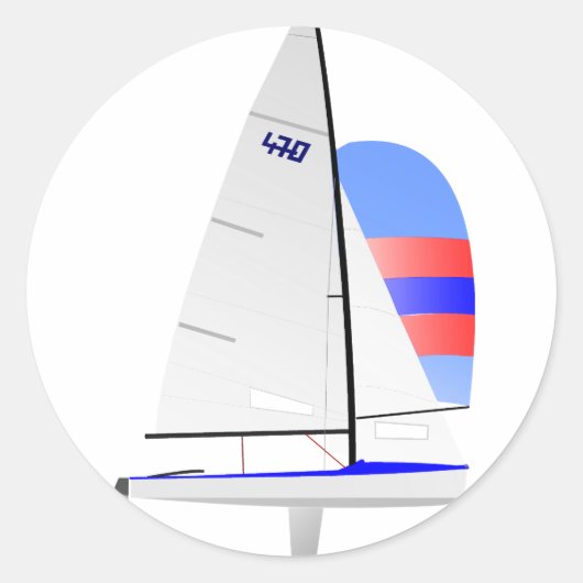 470 Racing Sailboat onedesign Olympische klasse Ronde Sticker (Voorkant)