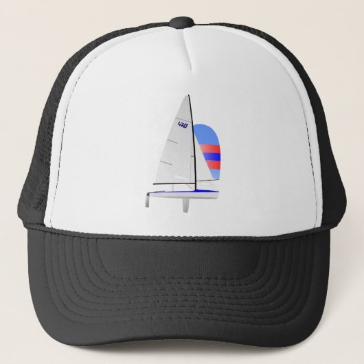 470 Racing Sailboat onedesign Olympische klasse Trucker Pet (Voorkant)