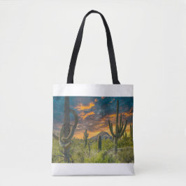 4792-2-woestijnlandschap bij zonsondergang tote bag