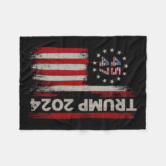 47 Donald Trump 2024 Amerikaanse vlag 2024 Verkiez Fleece Deken (Voorkant (Horizontaal))