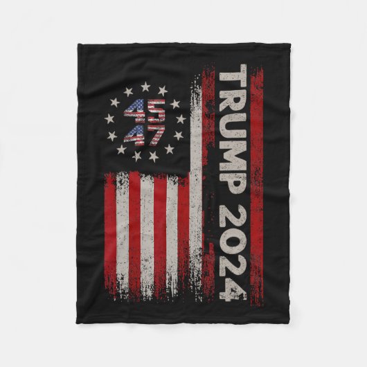 47 Donald Trump 2024 Amerikaanse vlag 2024 Verkiez Fleece Deken (Voorkant)