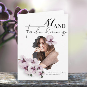 47 & Fabulous Orchide Foto Verjaardagskaart Kaart