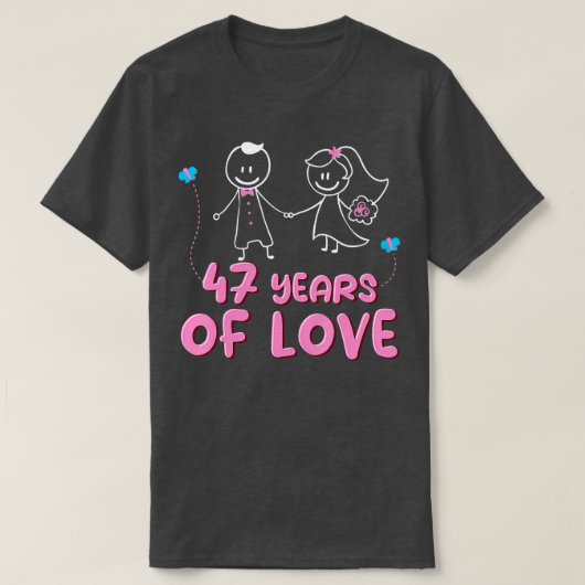 47 jaar Love Couples 47th Wedding Jubileum  T-shirt (Design voorkant)