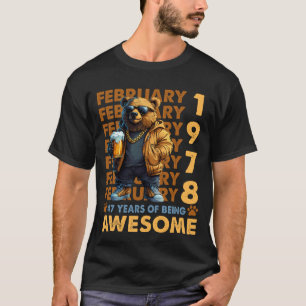 47 jaar oud geweldige coole beer sinds februari 19 t-shirt