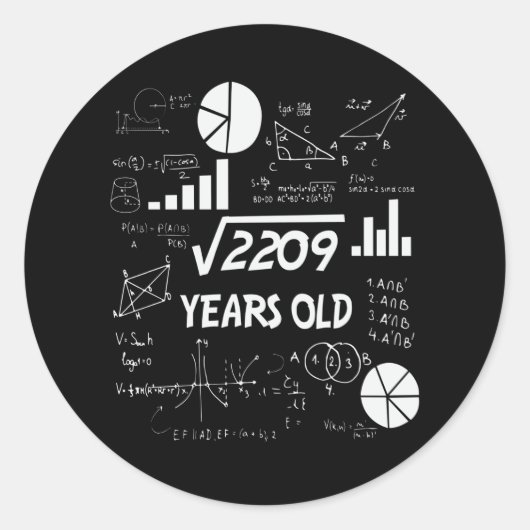 47 jaar oude Bday Wiskunde Teacher 47e verjaardags Ronde Sticker (Voorkant)