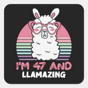 47 jaar oude dag Llamazing Llama Vierkante Sticker