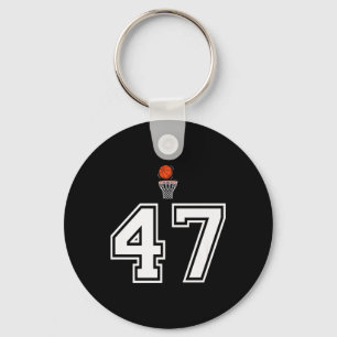 47 Nummer Basketbal Stijl Wit Premium Sleutelhanger