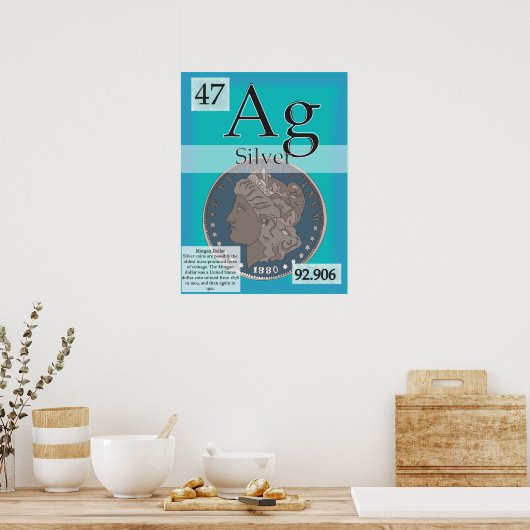47. Silver (Ag) Periodieke Lijst van de Elementen Poster (Keuken)