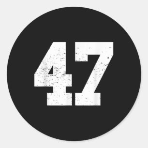#47 Sportfan Speler T Shirt Nummer 47 Spelwinnaar Ronde Sticker