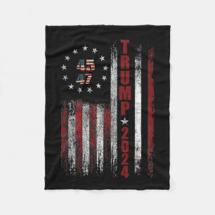 47 Trump 2024 Amerikaanse vlag 1 Fleece Deken