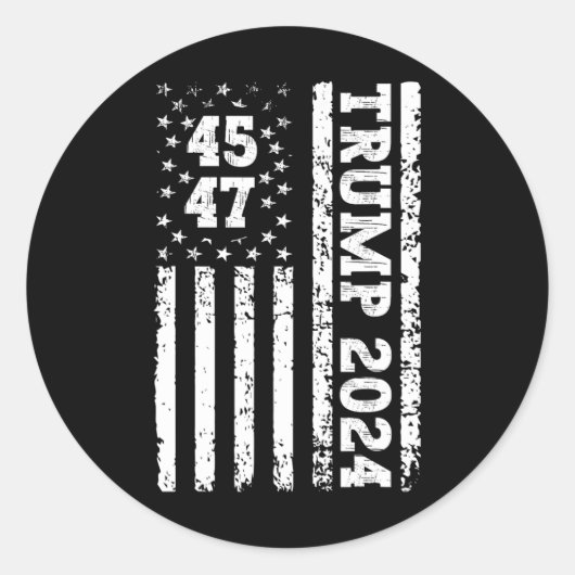 47 Trump 2024 Amerikaanse vlag 2 Ronde Sticker (Voorkant)