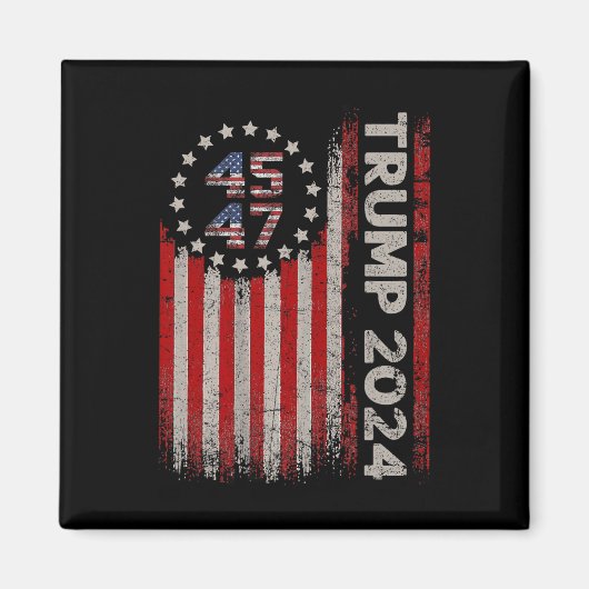 47 Trump 2024 Amerikaanse vlag 4 Magneet (Voorkant)