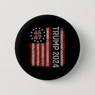 47 Trump 2024 Amerikaanse vlag (op rug) Ronde Button 5,7 Cm