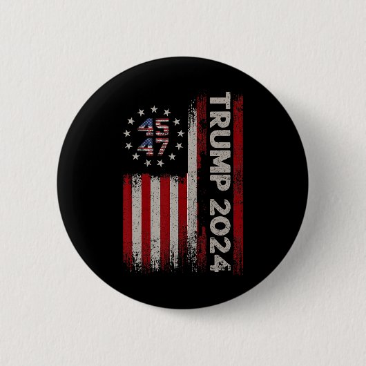 47 Trump 2024 Amerikaanse vlag Ronde Button 5,7 Cm (Voorkant)