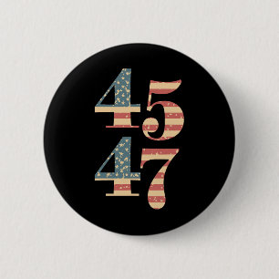47 Trump 2024 Vlagsteun Trump 45 47 WOM Ronde Button 5,7 Cm
