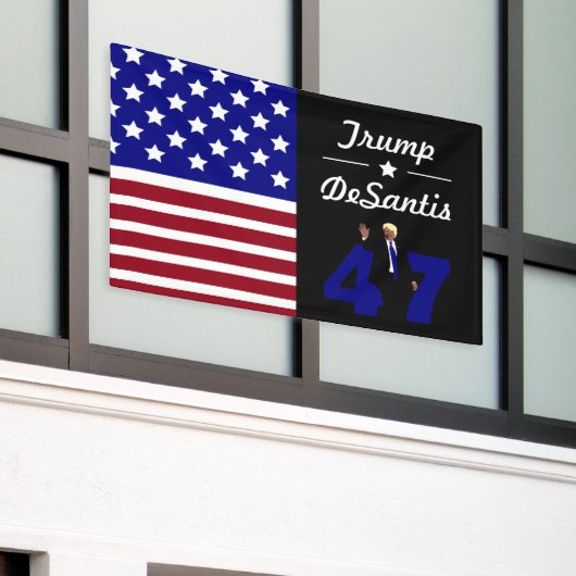 47 Trump Desantis 2024 Spandoek (Buitenkant Gebouw)