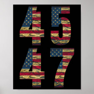 47 Trump Mannen Amerikaanse vlag Trump 2024 Poster