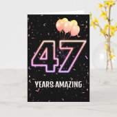 47e Birthday-ballonnen en Confetti Kaart (Gele Bloem)