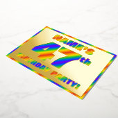 47e Birthday Party — Fun, regenboogspectrum "47" Folie Uitnodiging (Gedraaid)