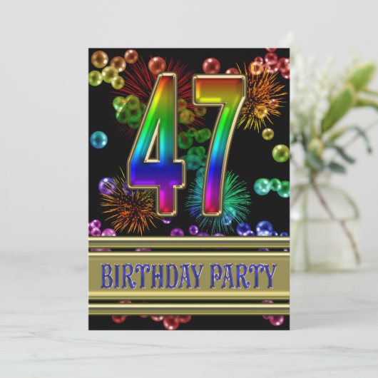 47e Birthday party Uitnodiging met bellen (Staand voorkant)