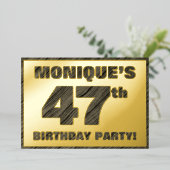 47e Birthday Party — Vette, Faux Hood Grain Text Folie Uitnodiging (Staand Voorkant)