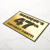 47e Birthday Party — Vette, Faux Hood Grain Text Folie Uitnodiging (Gedraaid)