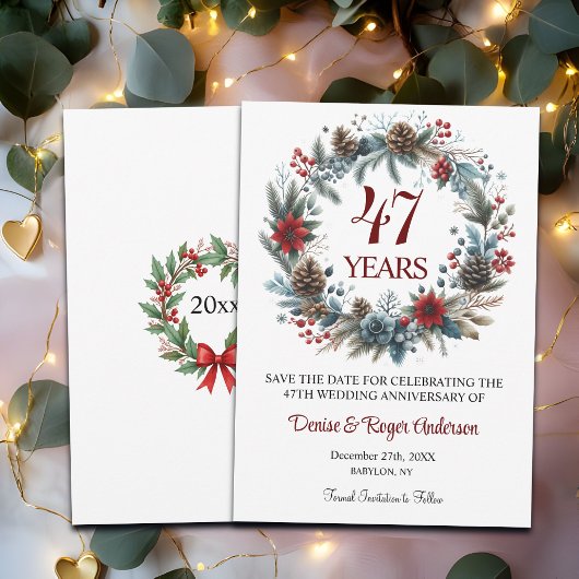 47e bruiloft Jubileum Winter Save The Date