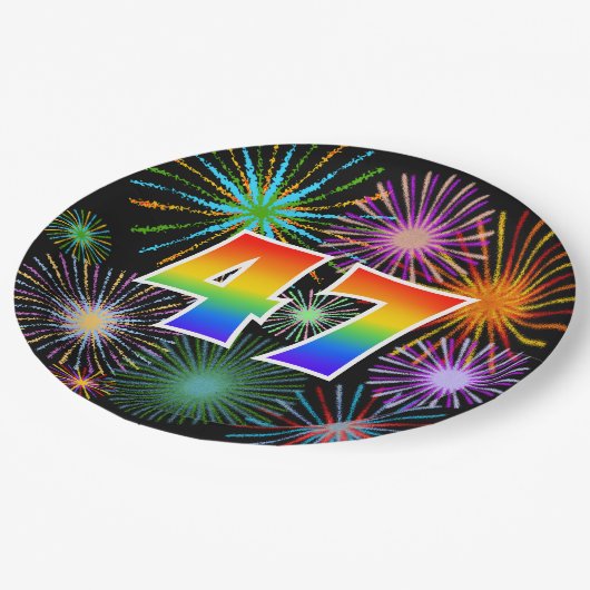 47e Evenement - Leuk, Kleurrijk, Vet, Regenboog 47 Papieren Bordje (Gekanteld)