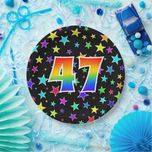 47e Evenement: Vet, Leuk, Kleurrijke Regenboog 47 Papieren Bordje (Feest)
