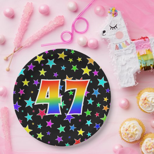 47e Evenement: Vet, Leuk, Kleurrijke Regenboog 47 Papieren Bordje (Feest)
