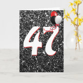 47e geboortedag ballonnen op zwarte Glitter Kaart (Gele Bloem)