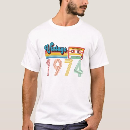 47e geboortedag Retro 1974 Cassettebandje T-shirt (Voorkant)