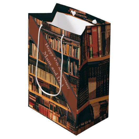 47e Jubileum voor bruiloft Medium Cadeauzakje (Voorkant Gekanteld)