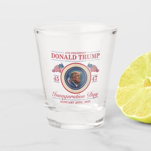 47e President Donald Trump 45 47 Inauguratiedag Shot Glas (Voorkant)