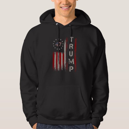 47e President Donald Trump 47 Amerikaanse vlag Hoodie (Voorkant)