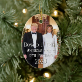 47e President Donald Trump Melania 2024 Kerst Keramisch Ornament
