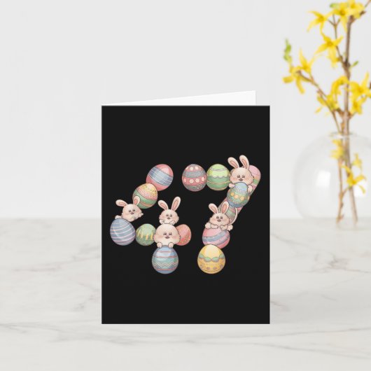 47e President Easter Donald Trump 47 Eggs Bunny Kaart (Gele Bloem)